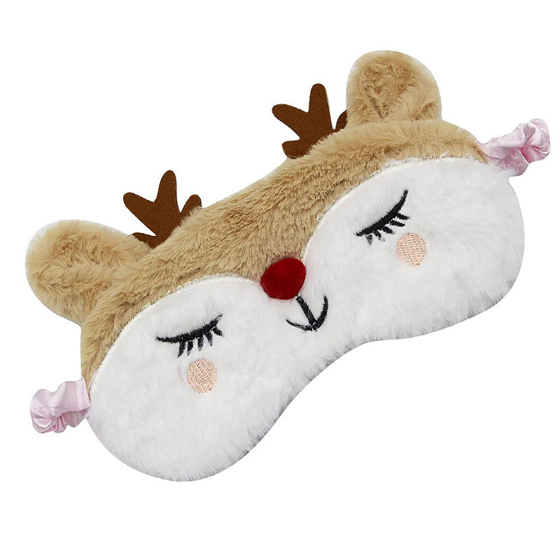 Bonita mascarilla para dormir, vendaje para ojos, cubierta con venda para los ojos de felpa, sueño para dormir para niñas y mujeres, parche ocular de noche para animales, siesta, relajación, cuidado de la salud: Castaño