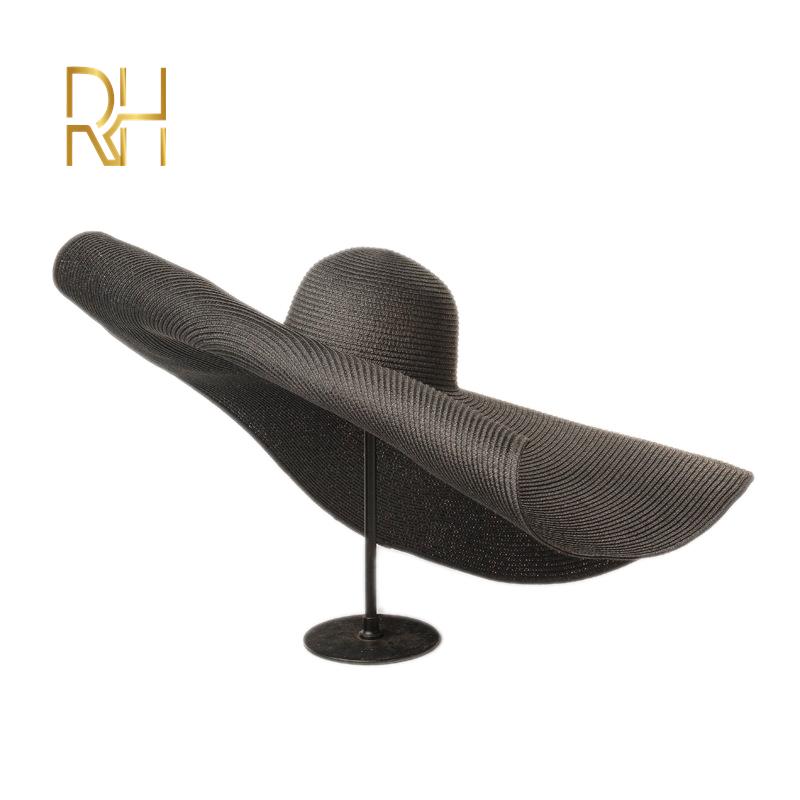 Big Beach Sun Straw Hat 30 40cm Brim 80 100cm Diameter Women Round Protect Travel Caps Foldable Super Large Straw Hat