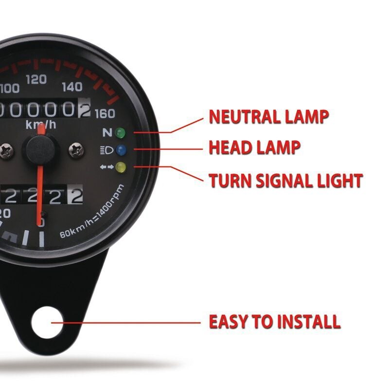 Universele Motorfiets Snelheidsmeter Kilometerteller 12V Motorfiets Dual Speed Meter Met Led Indicator Snelheidsmeter Motorfiets