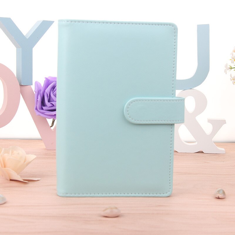 Preciosa funda para cuaderno A5/a6 de piel con hojas sueltas, carpeta con espiral, Color de macarrón, artículos de papelería, funda de repuesto para libro planificador Kawaii: Azul / A6