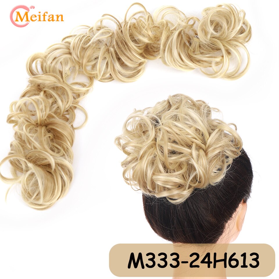 Messy Hair Bun Curly Hair Piece Side Comb Clip in Hairtail Extension Short Natural Versatile Adjustable Styles Easy Hair pieces: P16/613