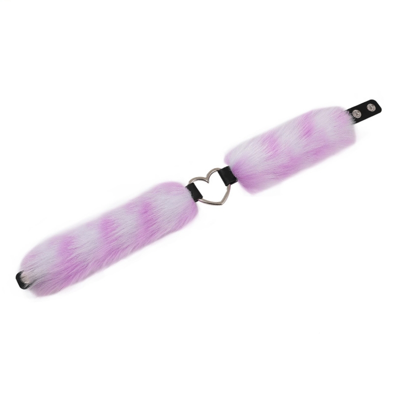 2022 moda serce kołnierz Choker kobiety puszysty naszyjnik punkowe dziewczyny pluszowy łańcuszek do obojczyka biżuteria dekoracyjna na impreza w klubie nocnym: Purple grid