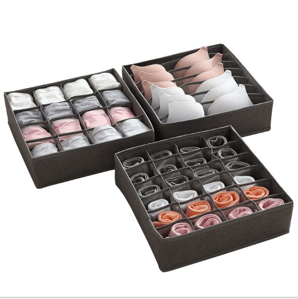 24/16/7 grid underwear/socks storage box Collapsible Underwear Storage Basket Cloth Box Detachable Sorting Elastic Split Holder