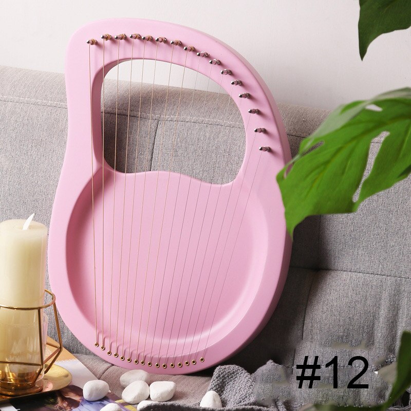 16-Tone Log Lyre Portable Musical Instrument 16-Strings Solid Wood Veneer Lyre Stringed Instrument YA88: 12