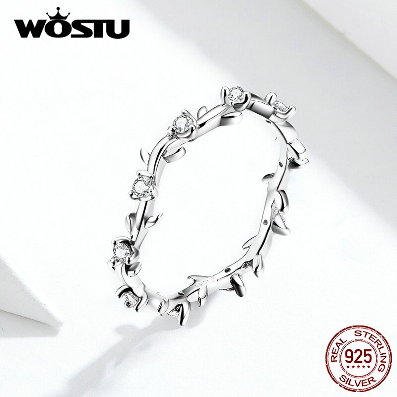 WOSTU véritable 925 en argent Sterling branche avec des anneaux de Zircon propre pour les femmes bijoux offre spéciale nouveauté CQR625