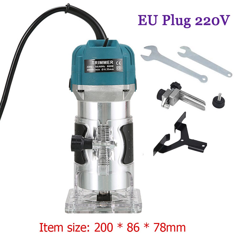 800W Woodworking Electric Trimmer Wood Router Milling Slotting Trimming Woodworking Tool Set for Wood Carving Machine: EU 220V