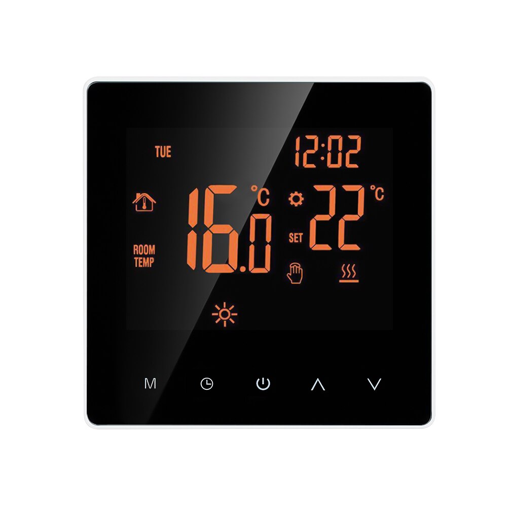 Wi-fi / ingen wi-fi smart termostat digital temperaturregulator tuya app kontrol lcd berøringsskærm programmerbar opvarmningstermostat: Orange ingen wifi