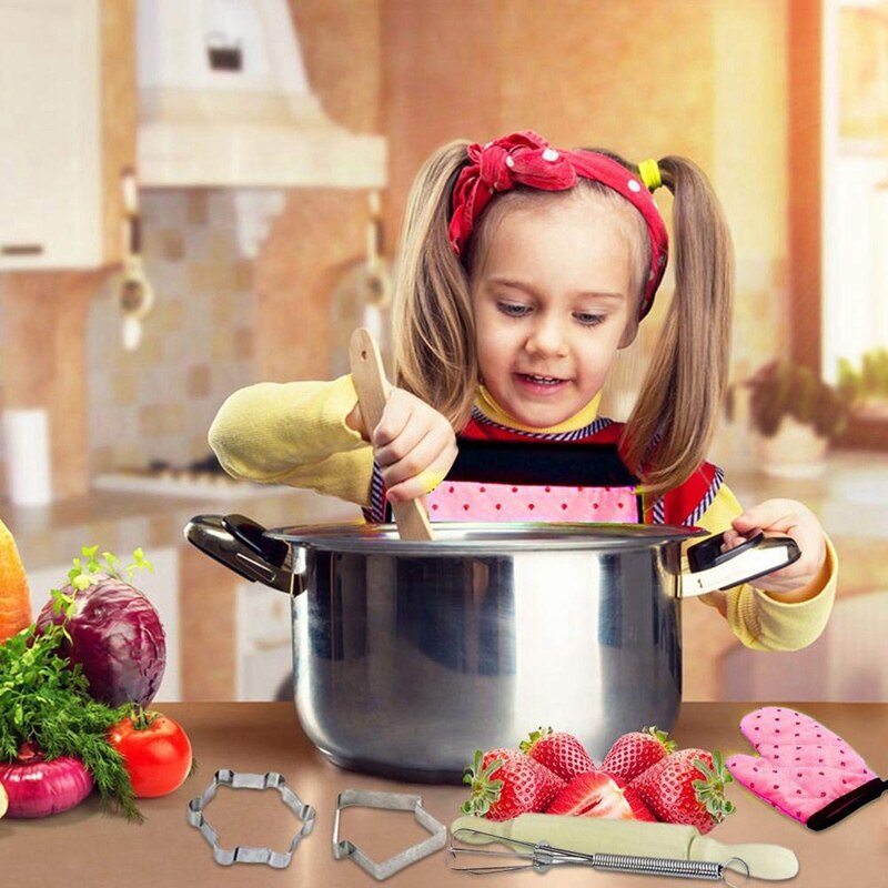 13 stück freundlicher Kochen Backen Spielzeug einstellen, Küche Utensilien Backen Werkzeuge Spielen Haus Kuchen Schürze Für freundlicher Rolle Spielen