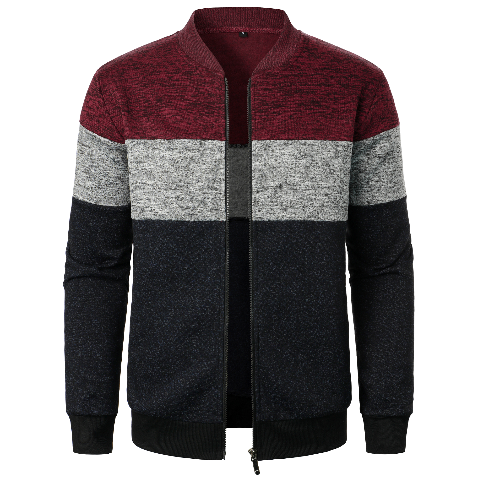 Haut en tricot à col montant pour hommes, rayé, fermeture éclair à carreaux, avec couleurs assorties à la , automne/hiver