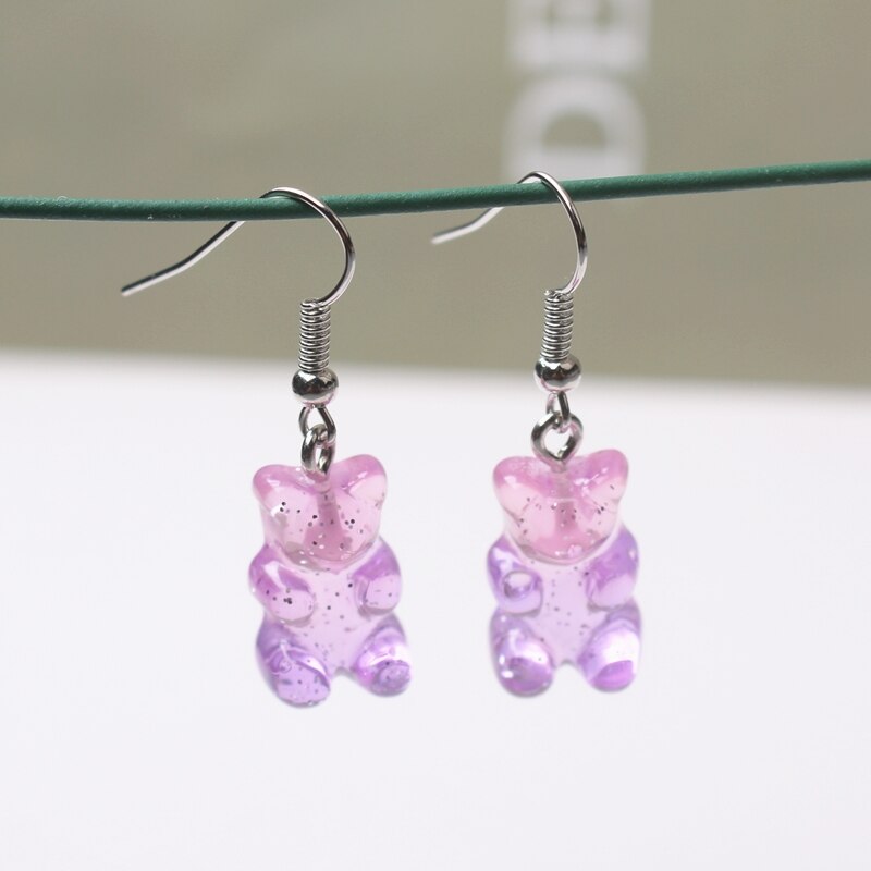 Pendientes colgantes geométricos de mariposa y flor púrpura para mujer, Margarita, corazón, redondo, cuadrado, Brincos, joyería de boda dulce: Deep Purple