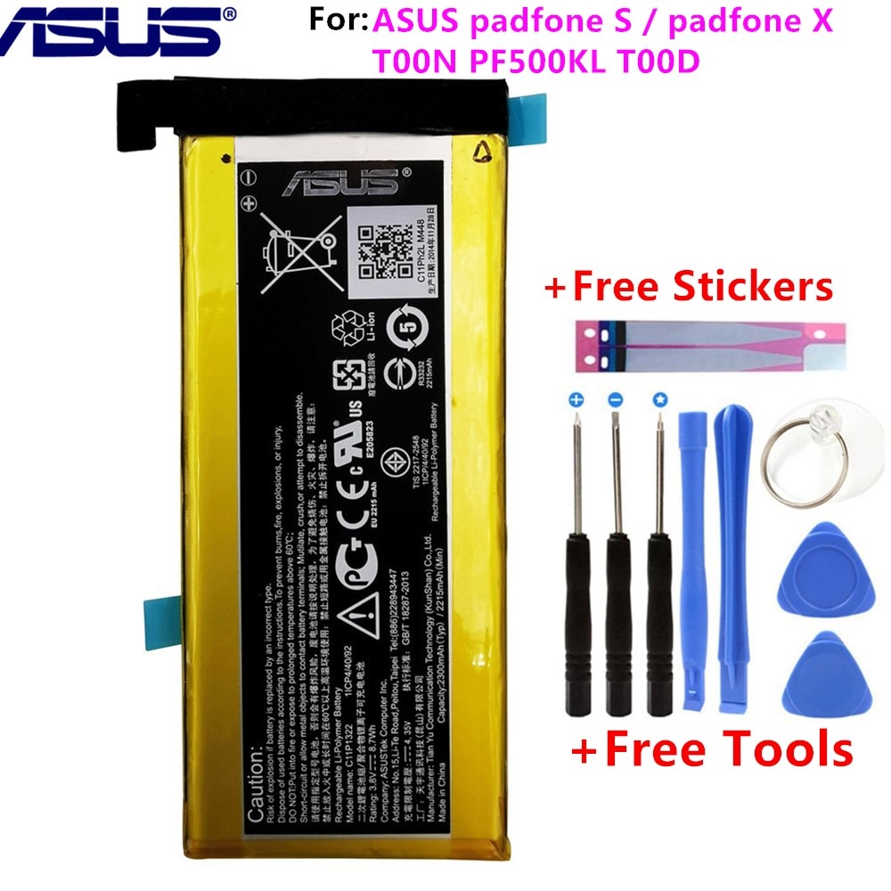 100% Original ASUS padfone X Battery For ASUS padfone S / padfone X T00N PF500KL T00D C11P1322 2215mAh+Free Tools