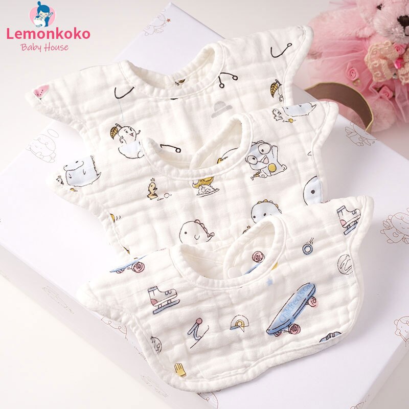 Garza di Cotone Del Bambino Rotondo Petalo Bib Traspirante Assorbimento di Acqua Della Bocca Del Bambino di Acqua Asciugamano Carino Cartone Animato per Bambini Bib: style8