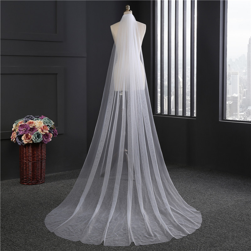 Simples uma camada capela comprimento véus de noiva tule macio branco marfim 3m * 1.5m véu de casamento com pente mais barato acessórios de noiva