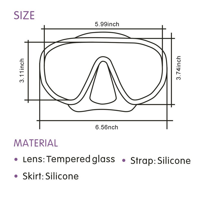 Professionele Duikbril, Seal Siliconen Rok Riem Snorkel Scuba Goggle Met Grote Vision Gehard Glas Volwassen