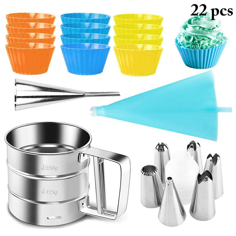 22Pcs/Set Cake Tools Stainless Steel Baking Accessories Cake Supplies DIY Baking Tools Accessories