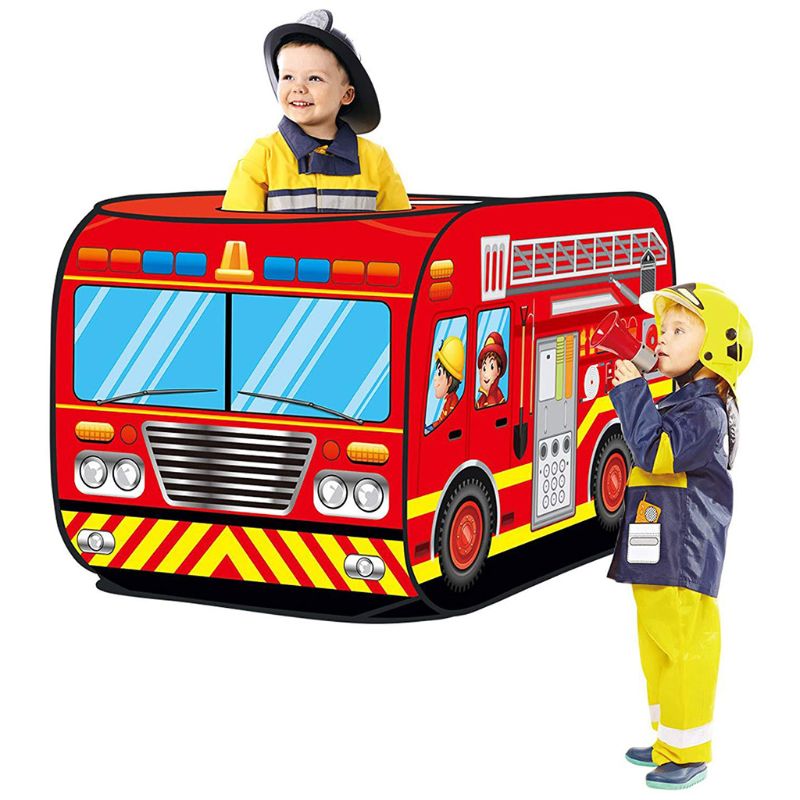 Foldable Play Tent Fire Truck/Police Car Pattern Indoor /Outdoor Playhouse for Toddlers Boys and Girls