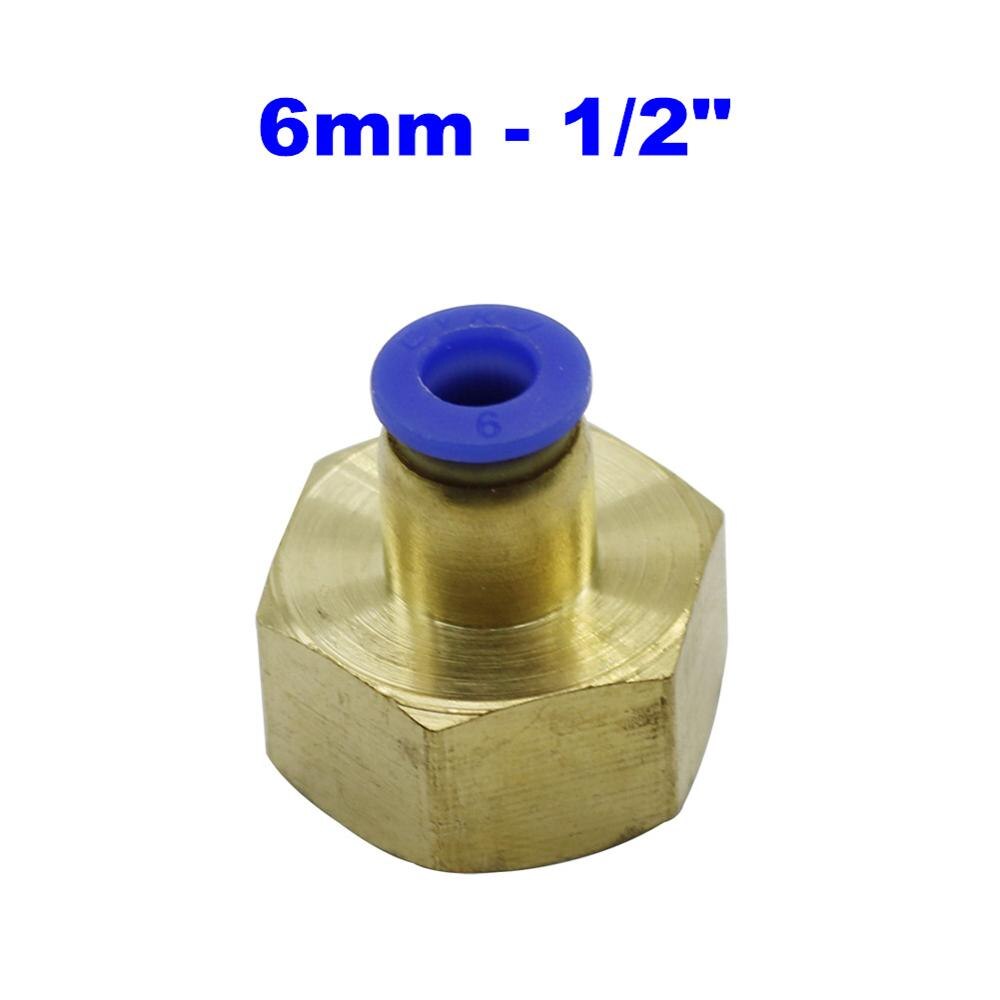 6mm Hose Tube Interface 1/4" 1/2" 1/8" 3/8" Female Thread Straight Push in Pneumatic Fittings Garden Irrigation Pipe Connectors: 6mm-1I2 inch