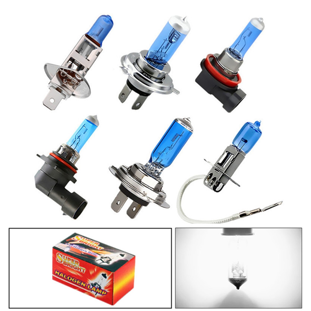 Super Bright White car light halogen lamp bulb H1 H3 H4 H7 H8 H9 H11 9005/HB3 9006/HB4 12V 55W 100W 6000K Xenon Fog Lights