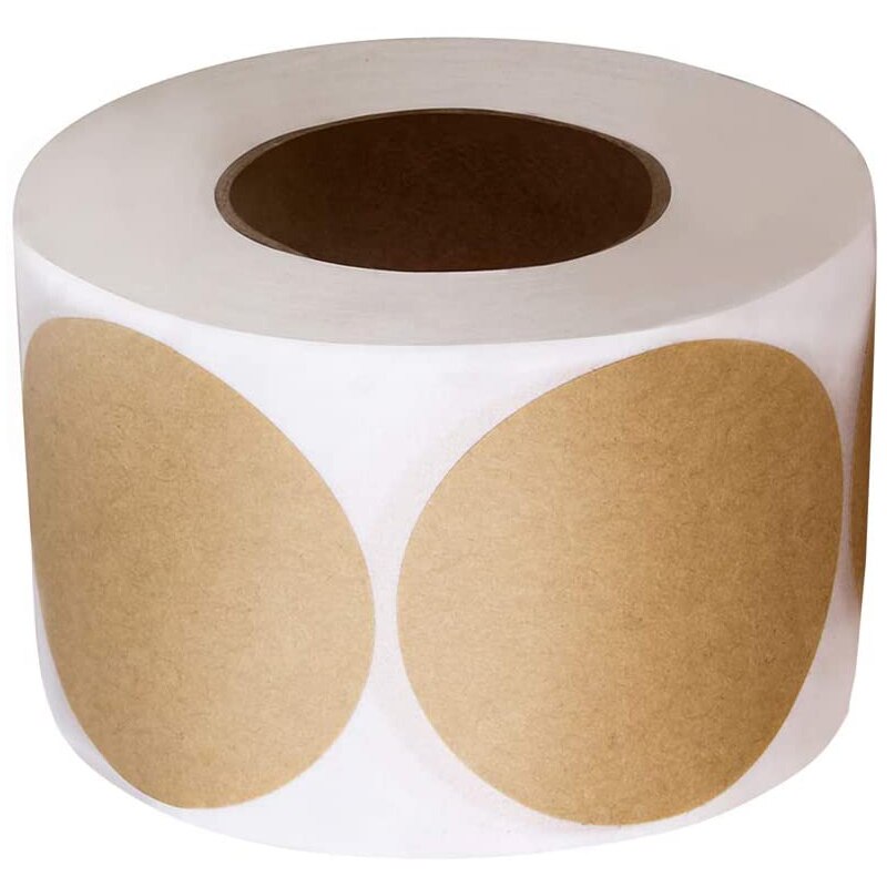 2 Inch Natural Brown Kraft Stickers Round Blank 500 Labels Per Roll for Store Owners,Crafts, Price Tags, Clearance Sales