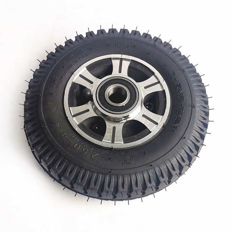 2.50-4 Wheel Pneumatic Tire Solid Tyre with Aluminum Alloy Rims Bearing 20mm for Robots Flat Cars Trolleys Electric Vehicles: Pneumatic wheel