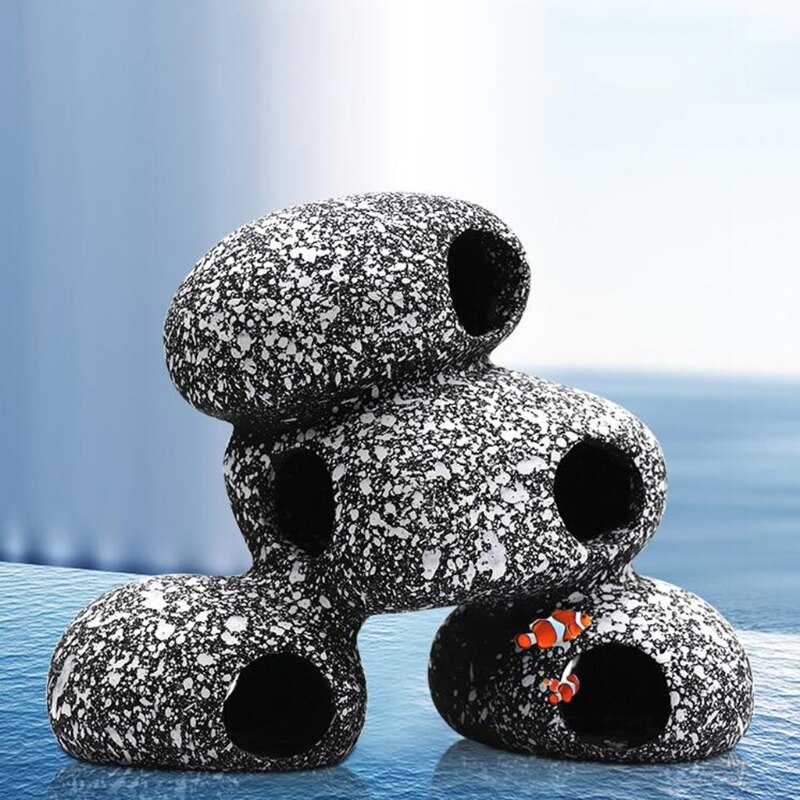 Resin Stone Aquarium Decorations for Fish Tank Ornamental Rock Cave Hideout for Aquatic Pet Cichlid Betta 5 Options