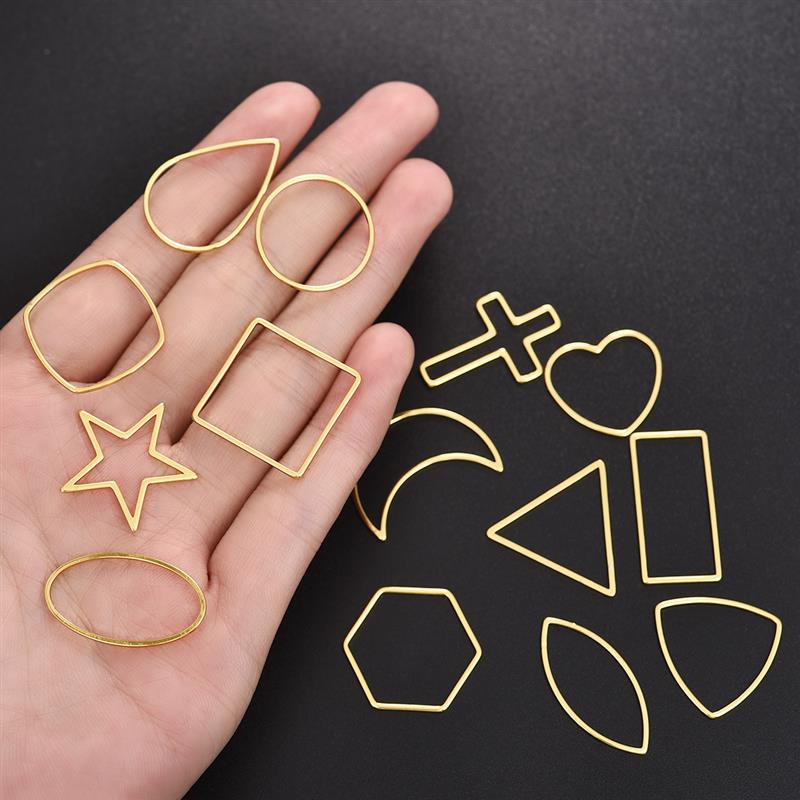 30Pcs Rvs Zilver Goud Geometrische Oorbellen Hollow Frame Bezel Charms Cirkel Hanger Voor Diy Sieraden Maken Accessoires