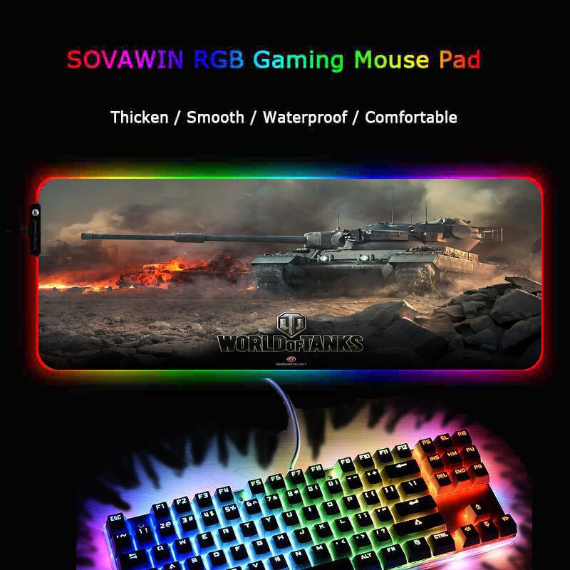 XGZ World of Tanks RGB Large Gaming Computer Gamer USB Wired LED Lighting Colorful Luminous Non-slip Mousepad Desk Pad Mice Mat