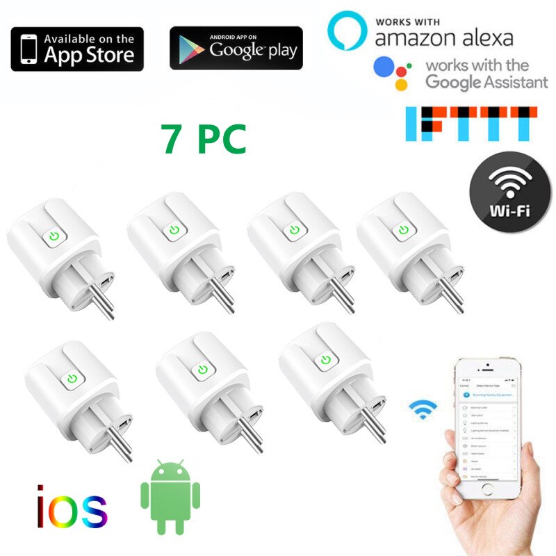 16A EU Smart Home Wifi Power Plug With Monitor Smart Home Wifi Wireless Socket Works With Alexa Google Home Tuya App For HomeKit