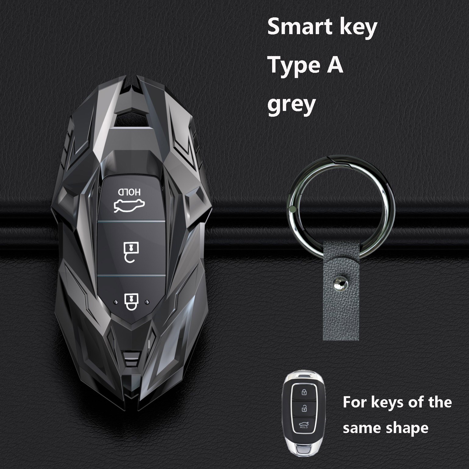 Carcasa para llave de coche carcasa para mando a distancia para Hyundai ix35 iX45 ix20 iX25 i10 i20 i30 i40 HB20 Sonata Verna Solaris Elantra Accent TUCSON: Type A-grey-Ring