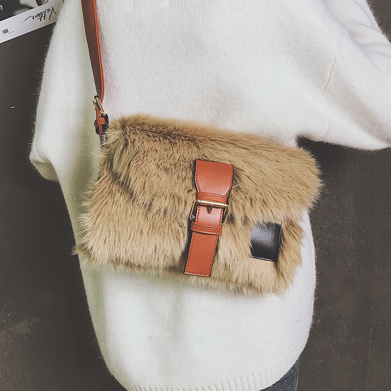 Sac carré pour fille douce, sac à main de styliste à la , sac à épaule de bonne , peluche souple, hiver