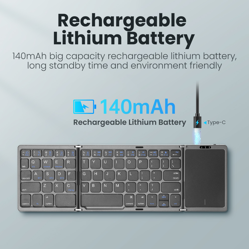 Foldable Wireless Bluetooth Keyboard Folding Mini Keyboards With Touchpad for PC Mac Smartphone Windows iOS Android