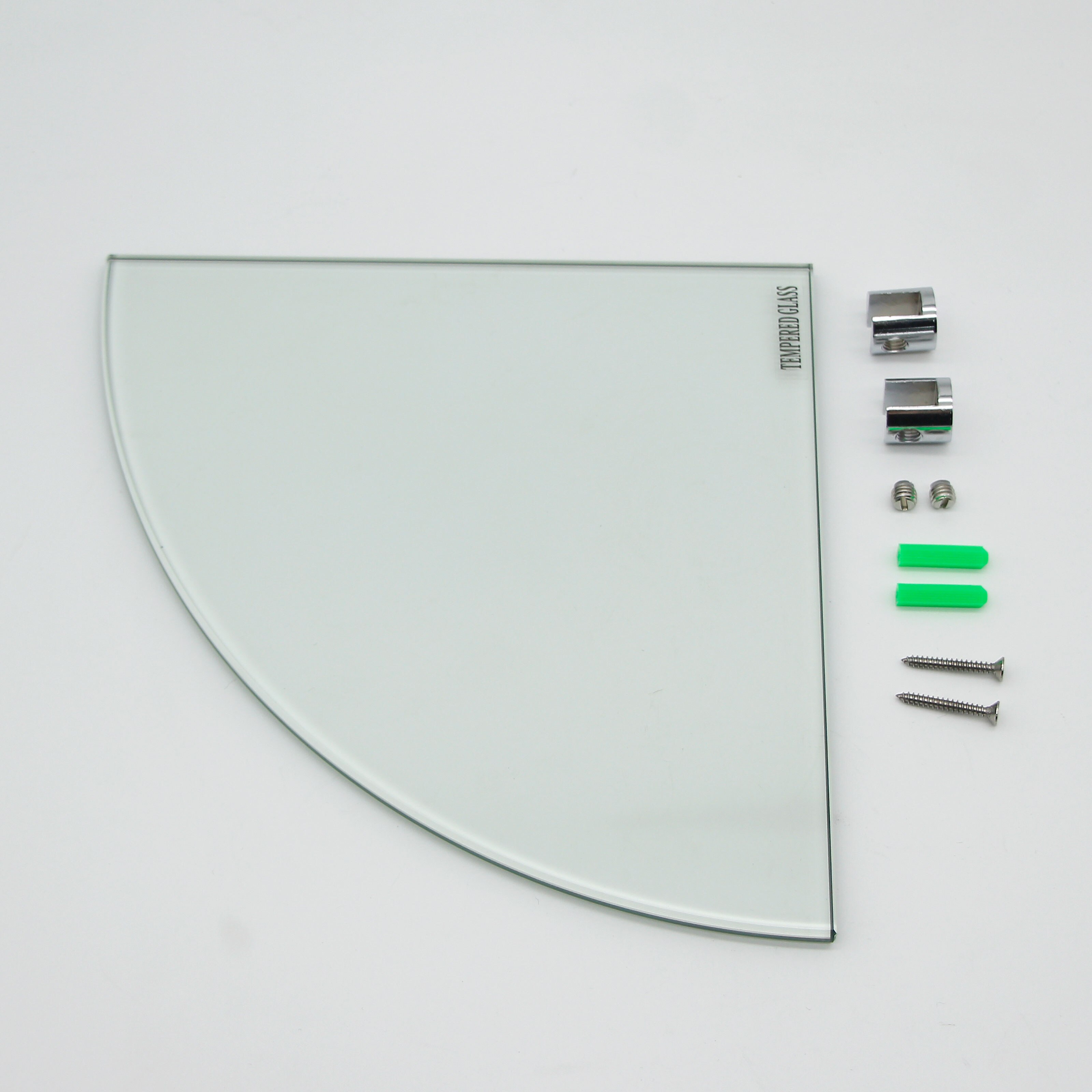 mokhome Bathroom 8mm Thick Glass Shower Corner Shelf 9”x9” Floating Wall Mounted Shelves Tempered Glass Caddy for Home Decor: Default Title