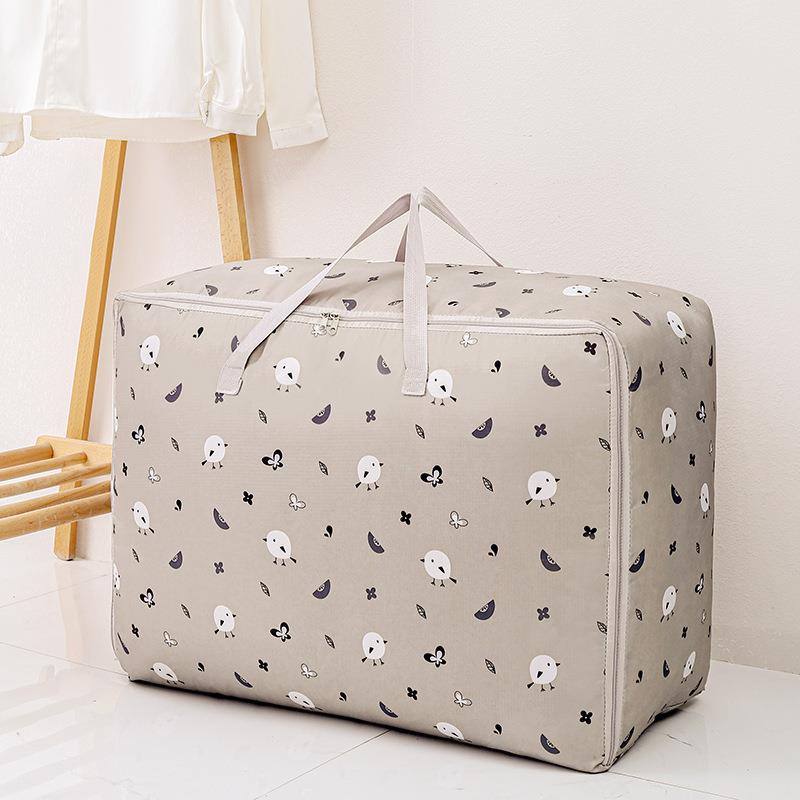 Thickened Quilt Storage Bag Durable Move House Organizer Handle Winter Clothing Storage Zipper Moisture-Proof Household Foldable: Bird / 60x26x53-71x52x30CM