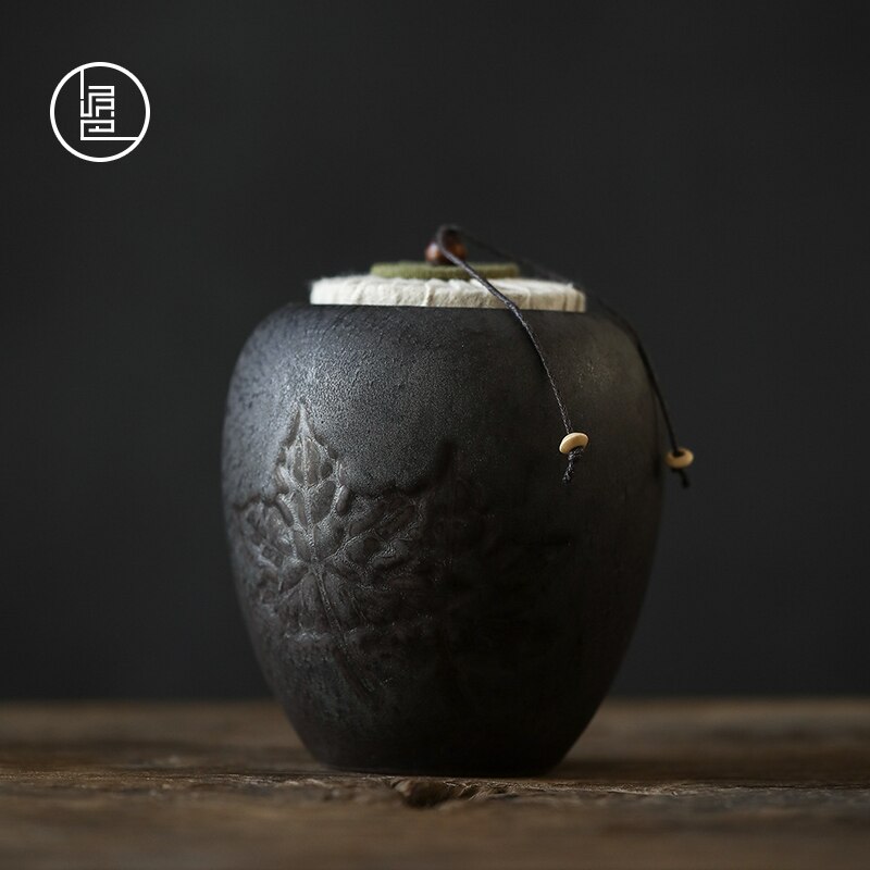 Personalidad creativa barro personas artículos de gres para té Caddy cerámica sellada a prueba de humedad té almacén Retro Pu'er caja de té LB83105: B