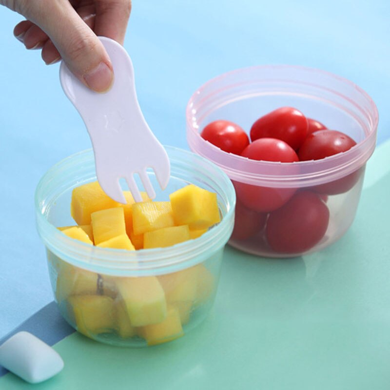 Portable Baby Food Storage Box With Lid Fork Infant Container Plastic Kids Children Feeding Storage Boxs