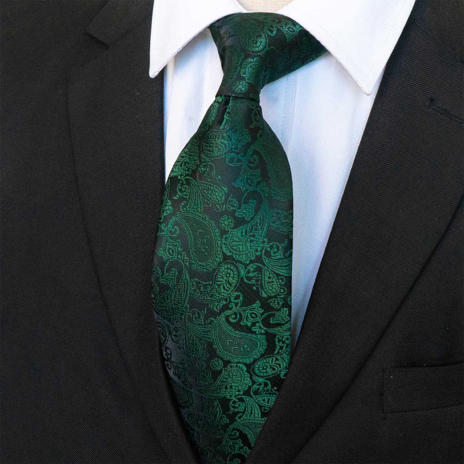 Corbatas de Cachemira azul y verde para hombre, corbata de seda de lujo de 8cm de ancho, gemelos cuadrados de bolsillo, conjunto de clips de corbata, de Navidad para hombre