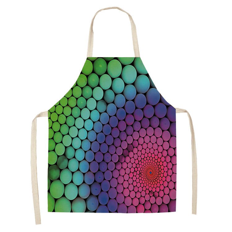 1 stuk regenboogkleurige geometrische keukenschort voor vrouwen katoenen linnen slabbetje huishoudelijke schoonmaakschort kookschort 53*65cm q0001: I