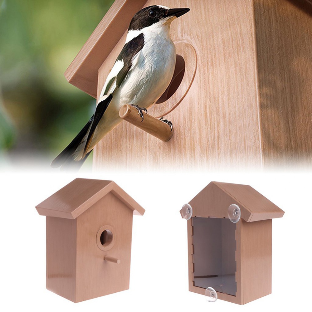 Window Bird House for Easy Observation Wooden Birdhouse Outdoors Bird Cages Nests Dropshiping