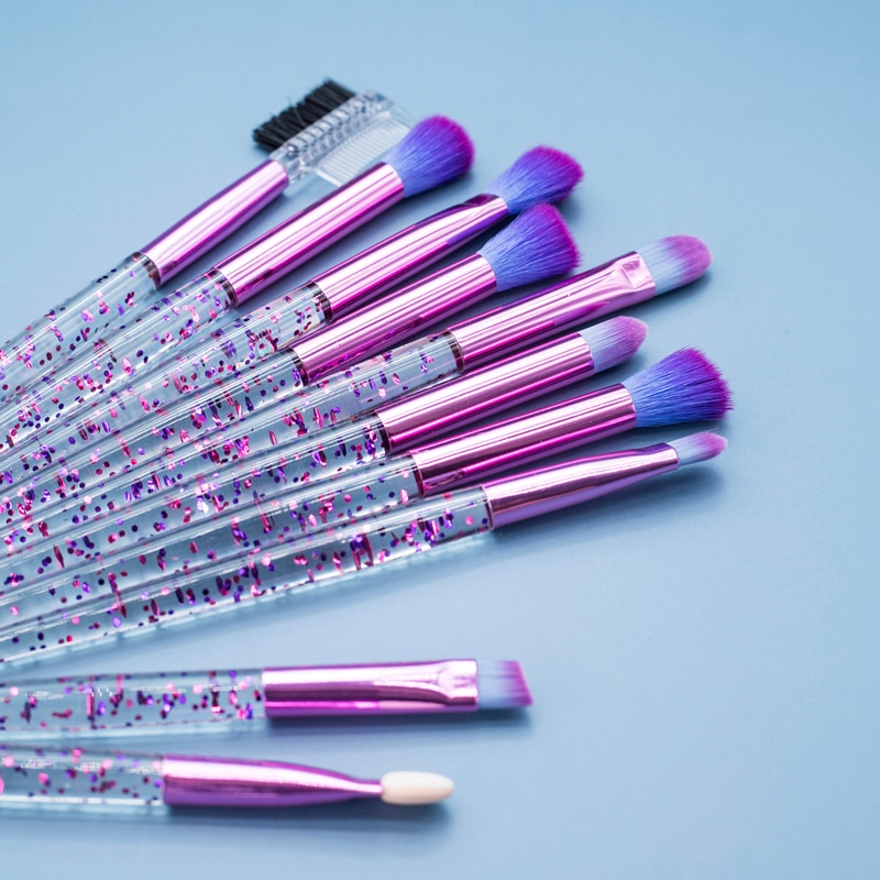 Conjunto de brochas para ojos con purpurina, 10 Uds., bonito unicornio rosa, delineador de ojos, sombra de ojos, juego de brochas de maquillaje, herramientas de belleza cosméticas