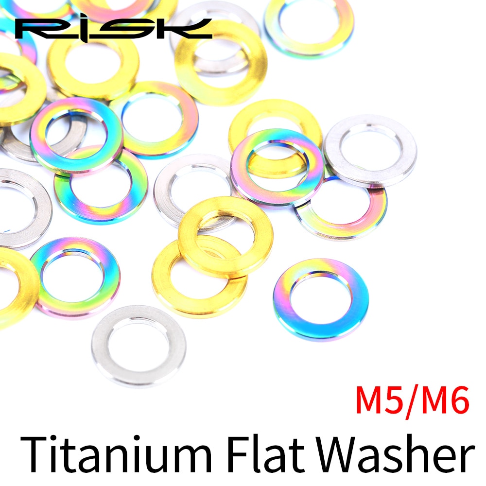 Risico M5/M6 Washer Pakking Moer En Bout Set Platte Ring Afdichting Assortiment Kit Met Schroef Pakking GR5(TC4) titanium Legering 10Pcs 1 Set