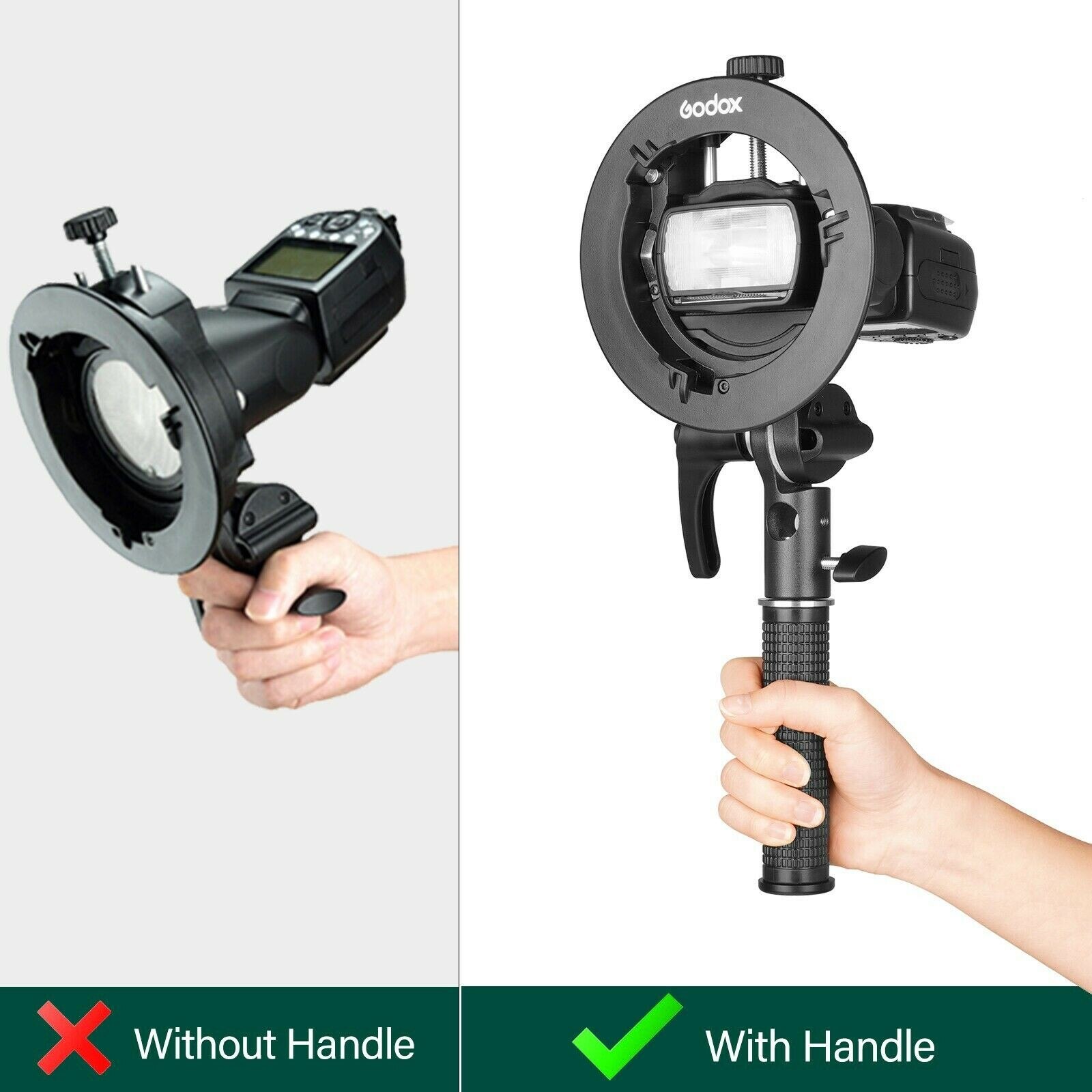 Godox-Soporte de Flash S2, lámpara de montaje Bowens tipo S, de mano, para Godox Flash Light Snoot Softbox Beauty Dish Honeycomb