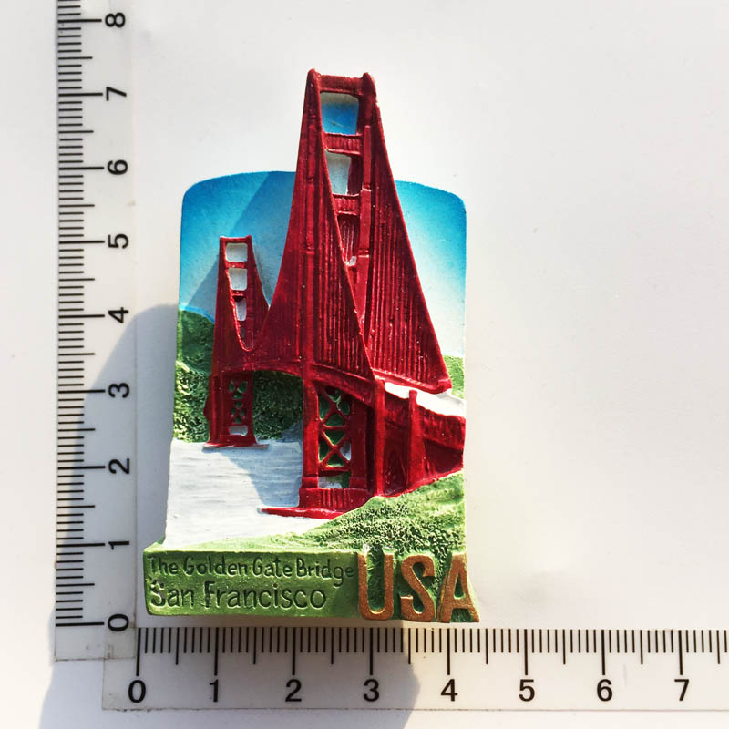 USA Yourk Fridge Magnets Florida WonderWorks San Francisco Hawaii Tourism Souvenir Magnetic Refrigerator Magnets: Golden Gate Bridge