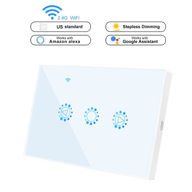 Wifi led dimmer switch 220v 110v dæmpning panel switch forbundet til stemmestyring af alexa google home dimmer til led lamper: Os hvide
