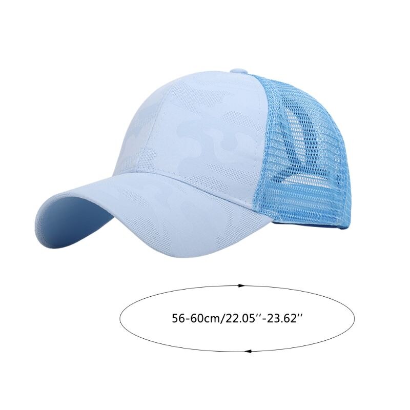 Frauen Sommer modisch Pferdeschwanz chaotisch Brötchen Baseball Deckel Hüfte hüpfen Tarnung Jacquard Gittergewebe Zurück Einstellbare Hysterese Hütte