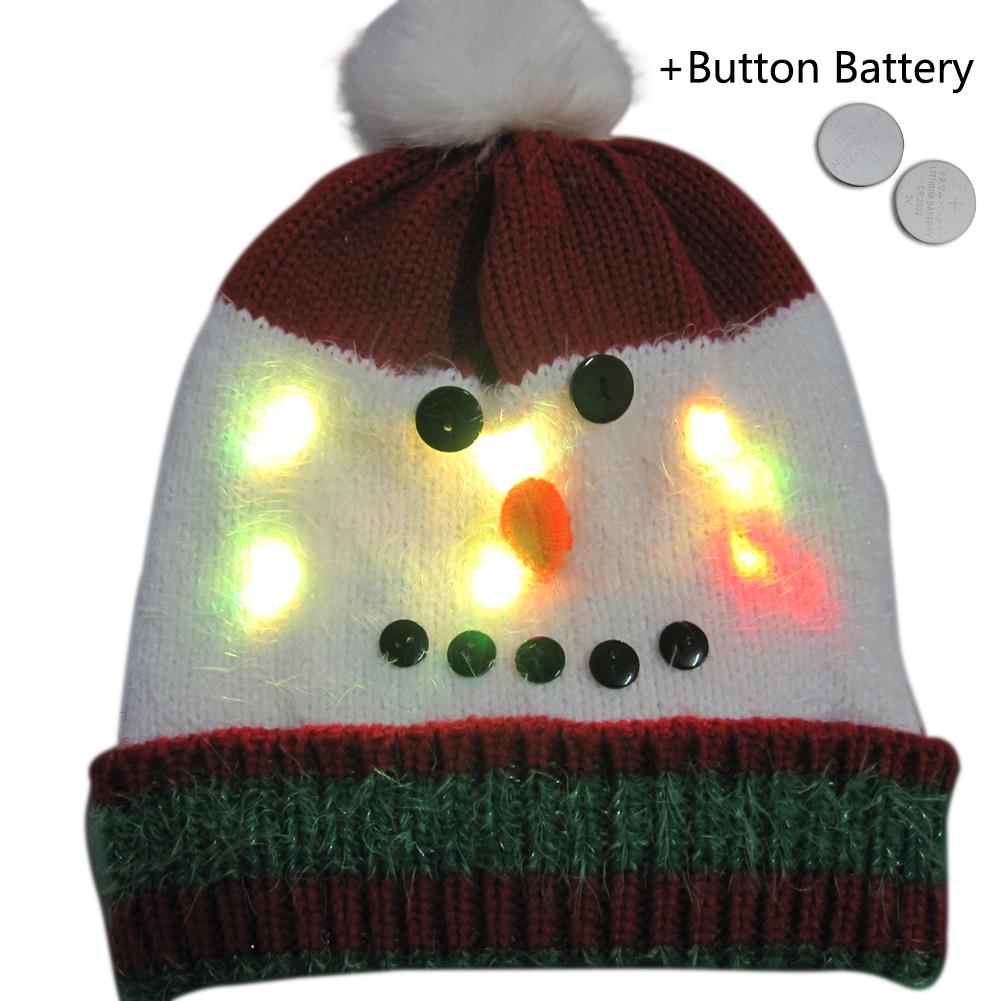 Europæisk og amerikansk juledag glødende hat førte farverige lysstrik uldhue jul hat: 06