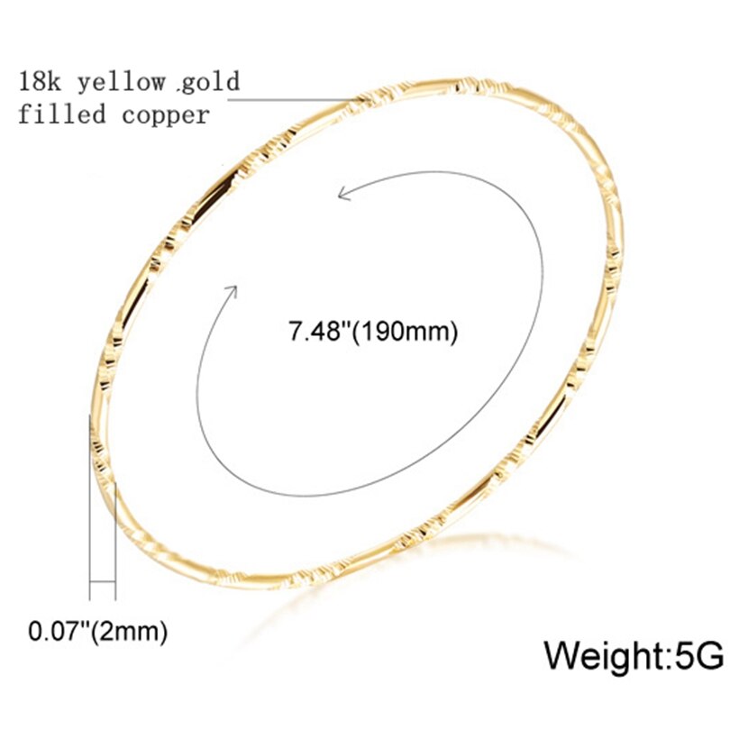 Cinzelado liso amarelo ouro cheio womens bangle unopable 60mm