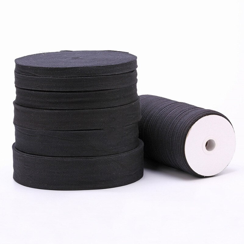 50 yards 10/15/20/25/30/40/50mm breedtes katoenen band visgraat zwart wit natuurlijk tasband band stof kleding accessoires