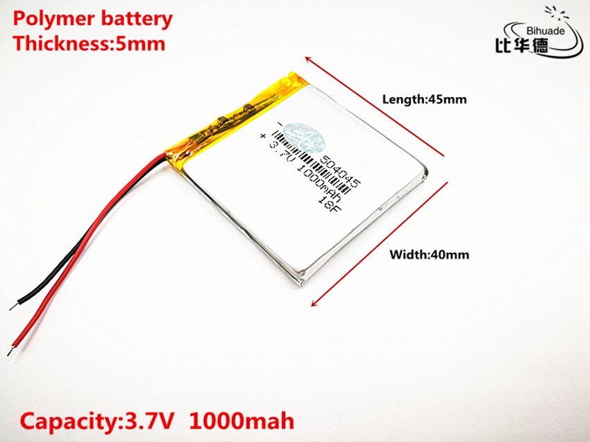 10pcs Liter energy battery Good Qulity 3.7V,1000mAH,504045 Polymer lithium ion / Li-ion battery for TOY,POWER BANK,GPS,mp3,mp4
