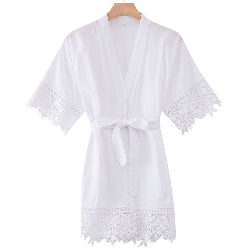 Cotton Flower Girl Robes Rayon Floral Lace Trim Robes Bridal Kids Size Kimono Robes Party Robe Girl Bridesmaid Gold Print