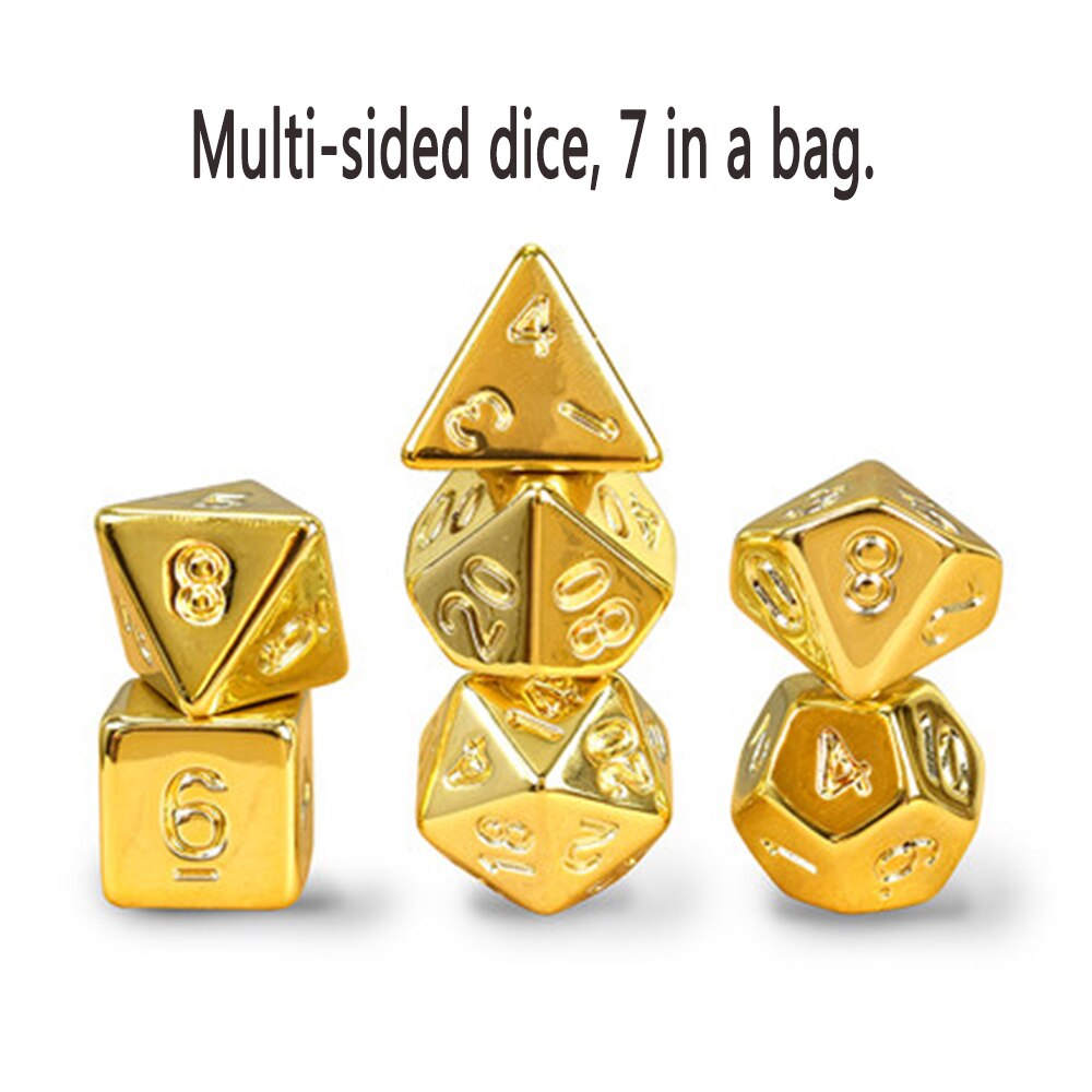 Metal terninger stor si terning rekvisitter guld og sølv point farve terninger læremidler terning legetøj polyhedron: Guld